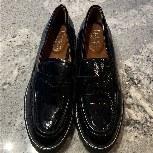 Franco Sarto Shiny Black Loafers - Picture 6 of 7